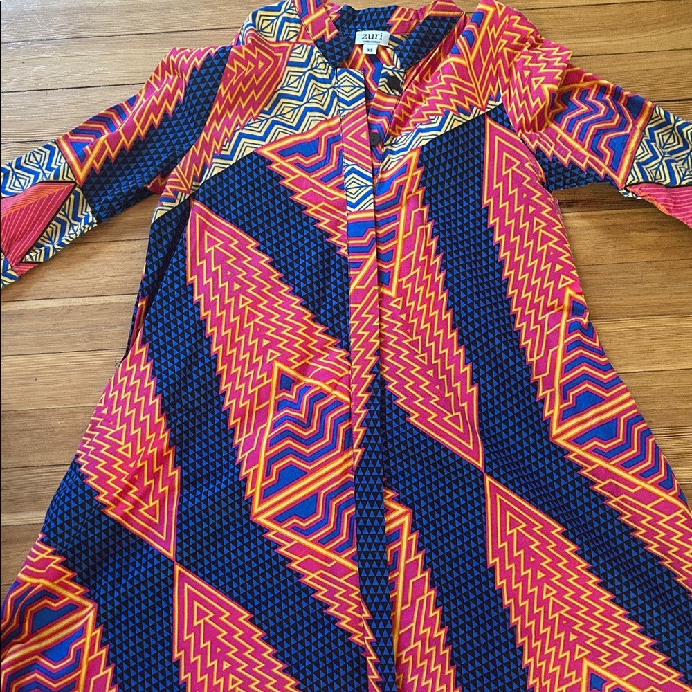 Beautiful Bold Zuri Geometric Print Dress in Navy & Pink Size XS Extra Small